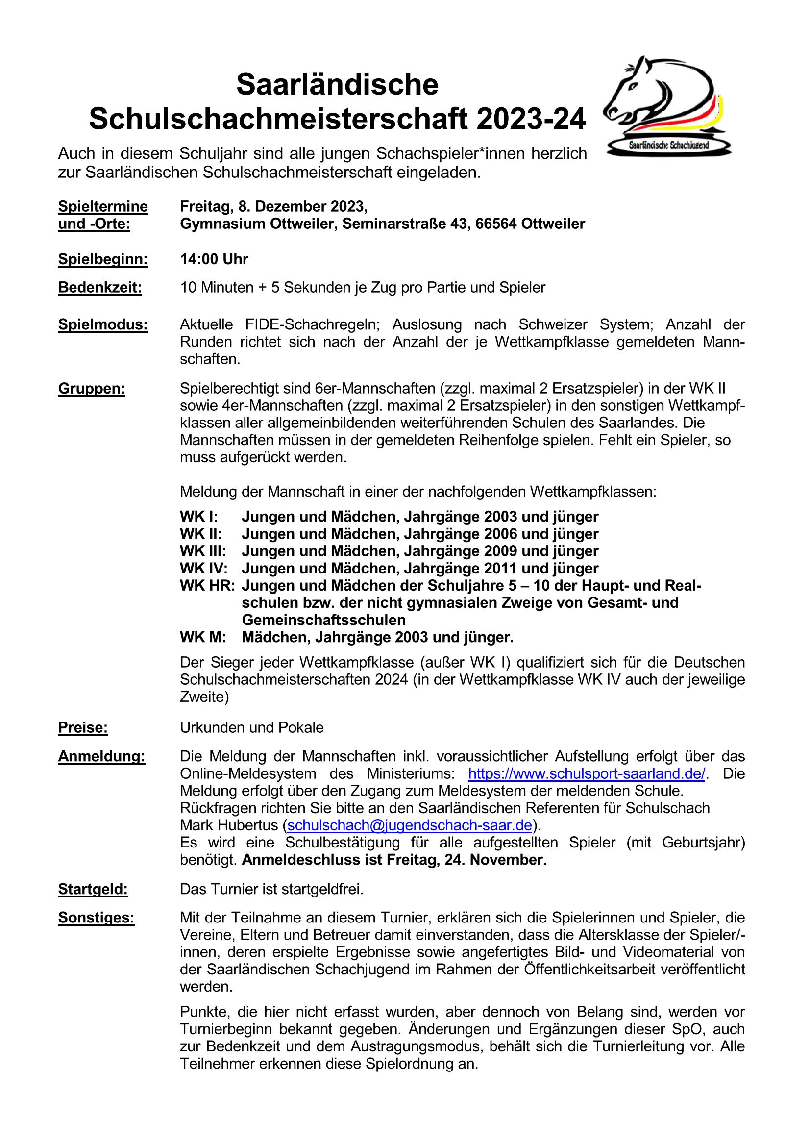 Ausschreibung Schulschach 2023 24 Page 1
